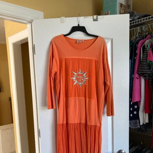 Johnny Was Tshirt Dress - Orange - Long to ankles - Size Small - Picture 1 of 3